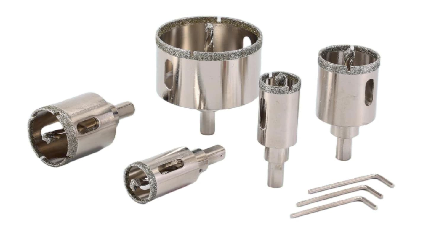 Electroplated 1/4" Hex-Shank High-Speed Dry Ceramic & Tile Diamond Hole Saw