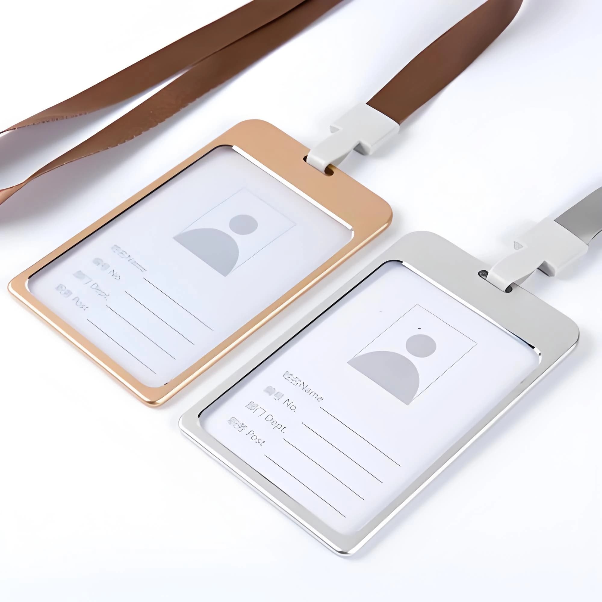 Corporate ID Badge Holder with Custom Lanyard & Retractable Reel Set